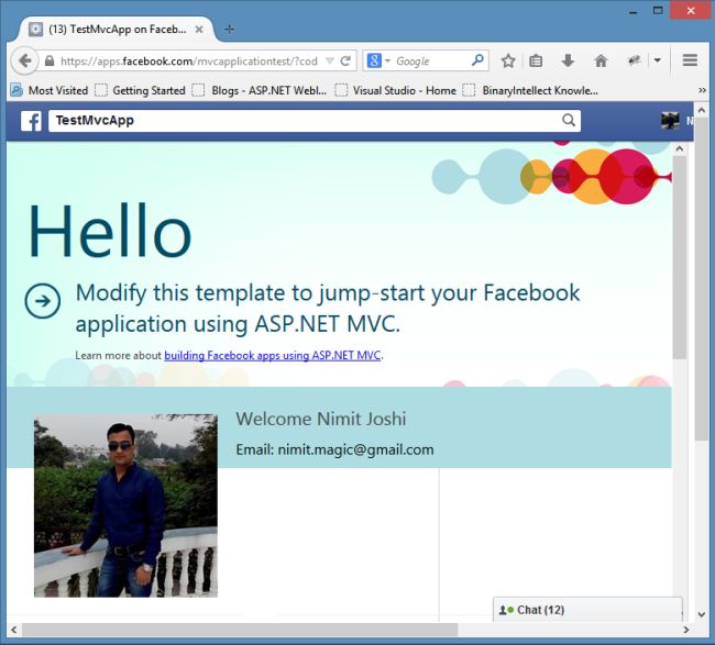 Facbook App in MVC